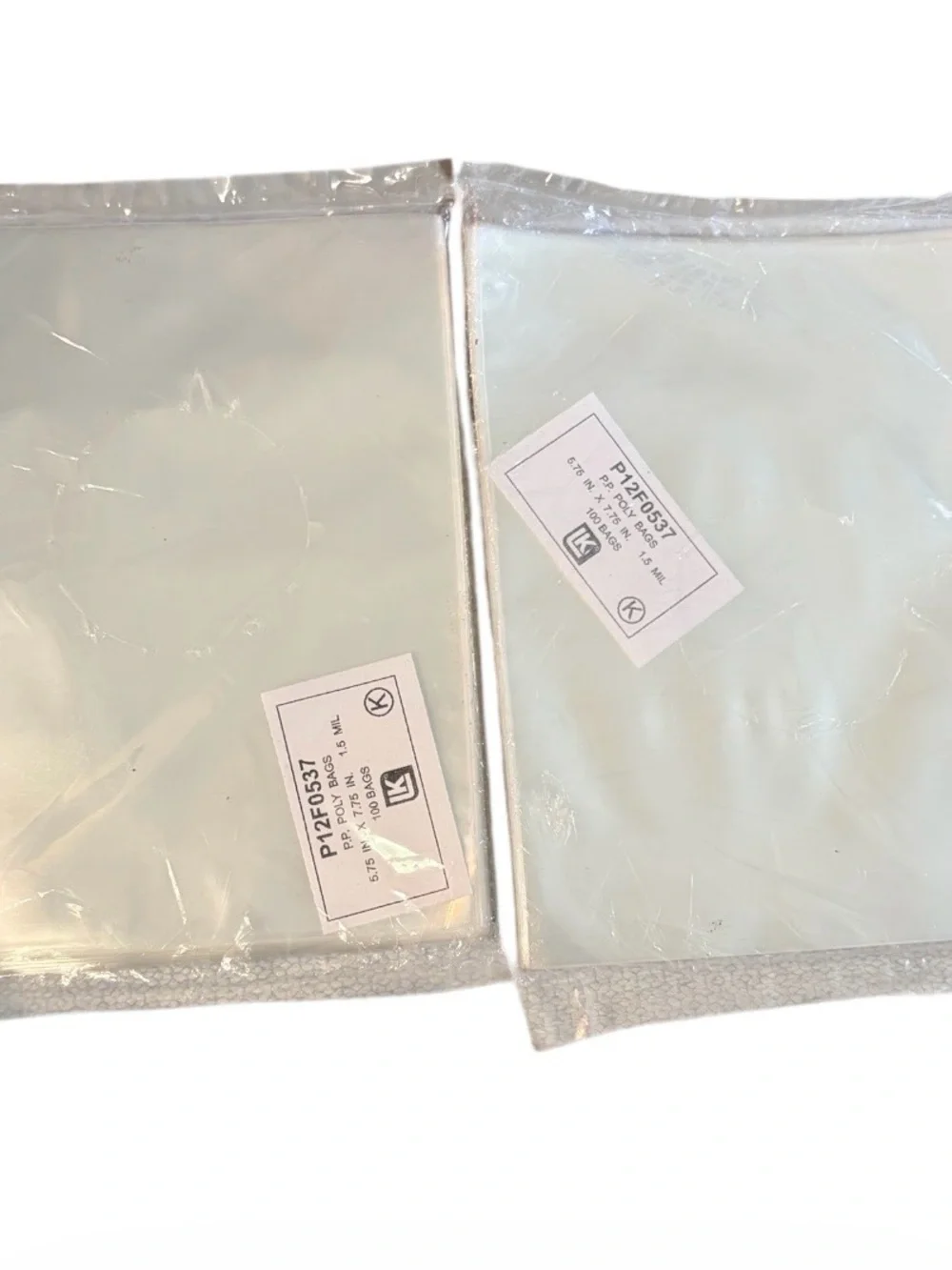 2-Pack P12F0537 Clear Open Ended Polybags 5.75” x 7.75” 1.5 mil NWT